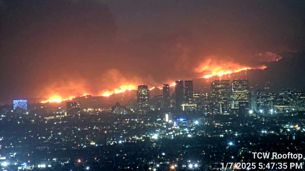 More details
Photo still image from PTZ Camera on roof of high rise in Downtown Los Angeles - taken of Palisades Fire at peak intensity
