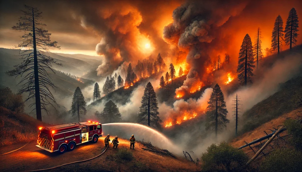 A wildfire spreading.