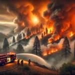 A wildfire spreading.